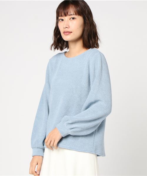 Honeys(ハニーズ)の「ボリューム袖プルオーバー(Tシャツ/カットソー・レディース・オフホワイト/ブラック/杢グレー/ピンク/ブルー・L/M)」の4枚目の写真