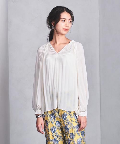 【美品】ユナイテッドアローズ　UBCS プリーツブラウス　ブラック　シフォン UNITED ARROWS - 【美品】ユナイテッドアローズ UBCS プリーツ