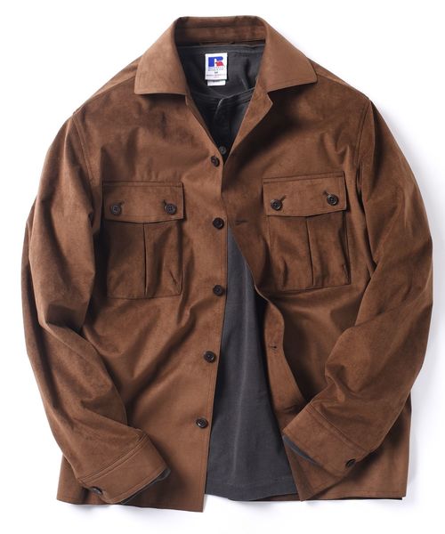 SHIPS（シップス）の「SC: ultrasuede(R) ライト サファリ ジャケット（ミリタリージャケット・メンズ・ベージュ/ブラウン/オリーブ/ブルー・SMALL/MEDIUM/LARGE/X-LARGE）」の2枚目の写真