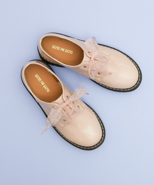 OLIVE des OLIVE（オリーブデオリーブ）の「[再入荷決定!] 厚底リボンシューズ（その他シューズ・レディース・ブラック/ピンク/オフホワイト/スミクロ・MEDIUM/LARGE）」の4枚目の写真