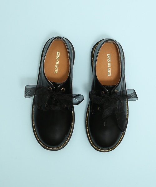 OLIVE des OLIVE（オリーブデオリーブ）の「[再入荷決定!] 厚底リボンシューズ（その他シューズ・レディース・ブラック/ピンク/オフホワイト/スミクロ・MEDIUM/LARGE）」の5枚目の写真