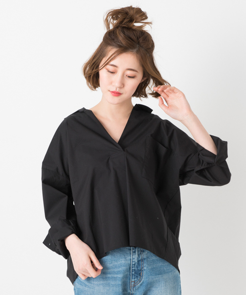 CIAOPANIC TYPY（チャオパニックティピー）の「BIGシルエットシャツ（シャツ/ブラウス・レディース・ホワイト/ストライプ/サックスブルー/ネイビー/ベージュ/ピンク・FREE）」の3枚目の写真