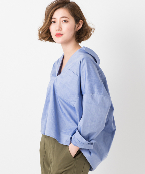 CIAOPANIC TYPY（チャオパニックティピー）の「BIGシルエットシャツ（シャツ/ブラウス・レディース・ホワイト/ストライプ/サックスブルー/ネイビー/ベージュ/ピンク・FREE）」の4枚目の写真