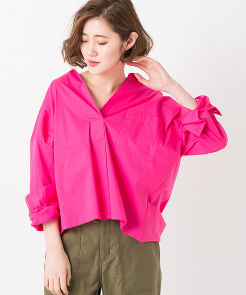 CIAOPANIC TYPY（チャオパニックティピー）の「BIGシルエットシャツ（シャツ/ブラウス・レディース・ホワイト/ストライプ/サックスブルー/ネイビー/ベージュ/ピンク・FREE）」の5枚目の写真