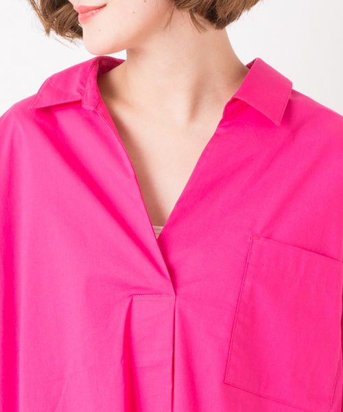 CIAOPANIC TYPY（チャオパニックティピー）の「BIGシルエットシャツ（シャツ/ブラウス・レディース・ホワイト/ストライプ/サックスブルー/ネイビー/ベージュ/ピンク・FREE）」の14枚目の写真