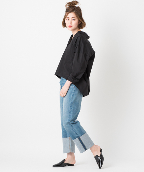 CIAOPANIC TYPY（チャオパニックティピー）の「BIGシルエットシャツ（シャツ/ブラウス・レディース・ホワイト/ストライプ/サックスブルー/ネイビー/ベージュ/ピンク・FREE）」の10枚目の写真