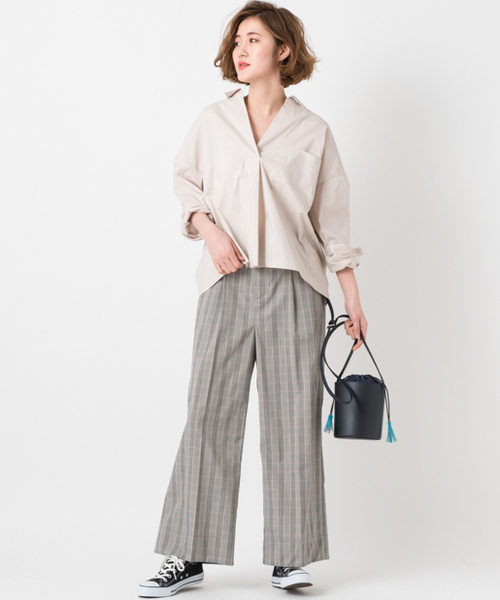 CIAOPANIC TYPY（チャオパニックティピー）の「BIGシルエットシャツ（シャツ/ブラウス・レディース・ホワイト/ストライプ/サックスブルー/ネイビー/ベージュ/ピンク・FREE）」の11枚目の写真