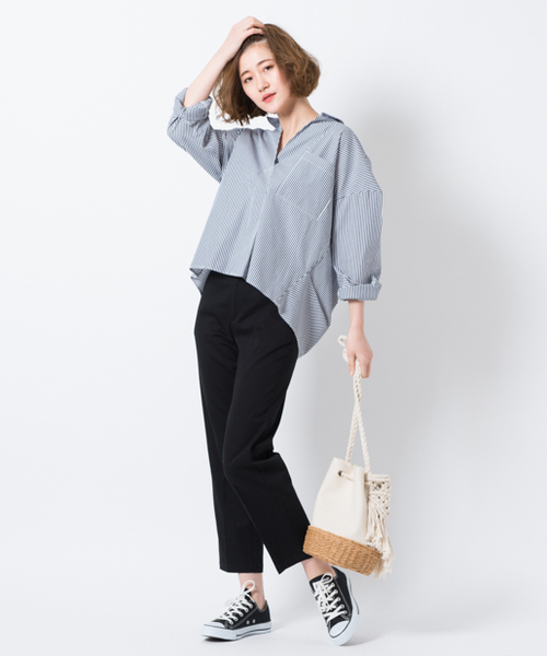 CIAOPANIC TYPY（チャオパニックティピー）の「BIGシルエットシャツ（シャツ/ブラウス・レディース・ホワイト/ストライプ/サックスブルー/ネイビー/ベージュ/ピンク・FREE）」の18枚目の写真