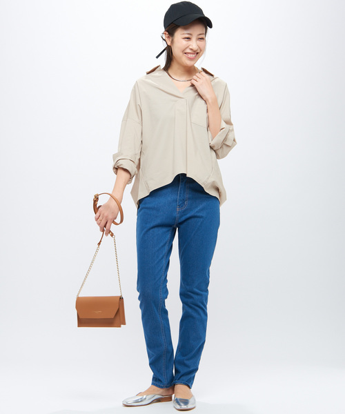 CIAOPANIC TYPY（チャオパニックティピー）の「BIGシルエットシャツ（シャツ/ブラウス・レディース・ホワイト/ストライプ/サックスブルー/ネイビー/ベージュ/ピンク・FREE）」の20枚目の写真