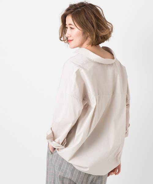 CIAOPANIC TYPY（チャオパニックティピー）の「BIGシルエットシャツ（シャツ/ブラウス・レディース・ホワイト/ストライプ/サックスブルー/ネイビー/ベージュ/ピンク・FREE）」の21枚目の写真