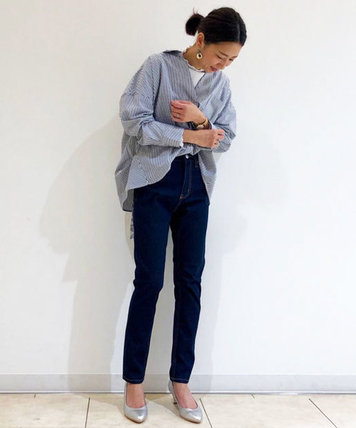 CIAOPANIC TYPY（チャオパニックティピー）の「BIGシルエットシャツ（シャツ/ブラウス・レディース・ホワイト/ストライプ/サックスブルー/ネイビー/ベージュ/ピンク・FREE）」の22枚目の写真