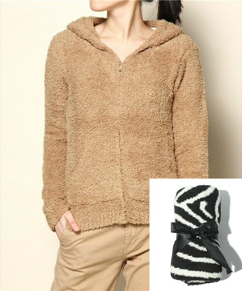 BAREFOOT DREAMS（ベアフットドリームズ）の「【12/9まで！】415 Bamboo Chic Hoodie+561 Animal print receiving blanket【Gift Packs】（パーカー・レディース・ピンク/ブラウン/キャメル/ネイビー/ブラック/ストーン・X-SMALL/SMALL/MEDIUM/LARGE）」の5枚目の写真