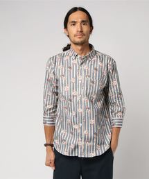 rovtski ネコイヌ総柄シャツ7部袖