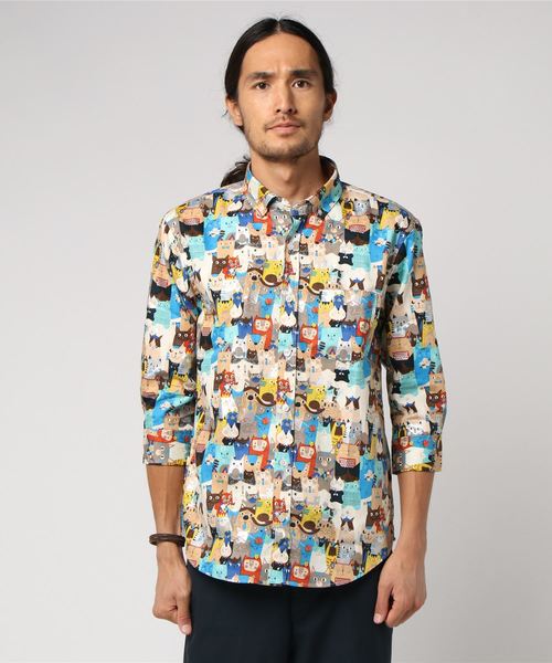 rovtski（ロフトスキー）の「rovtski ネコイヌ総柄シャツ7部袖（シャツ/ブラウス・メンズ・その他/その他1/その他2/その他3/その他4/その他5/その他6/その他7・MEDIUM/LARGE/X-LARGE）」の5枚目の写真