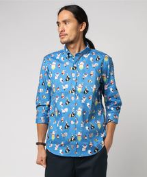 rovtski ネコイヌ総柄シャツ7部袖