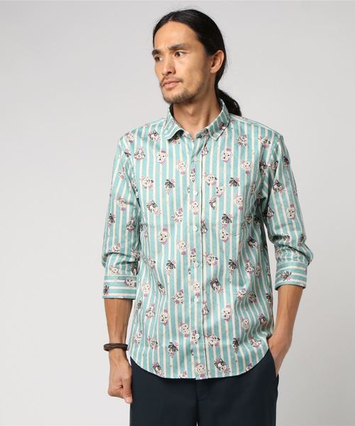 rovtski（ロフトスキー）の「rovtski ネコイヌ総柄シャツ7部袖（シャツ/ブラウス・メンズ・その他/その他1/その他2/その他3/その他4/その他5/その他6/その他7・MEDIUM/LARGE/X-LARGE）」の2枚目の写真