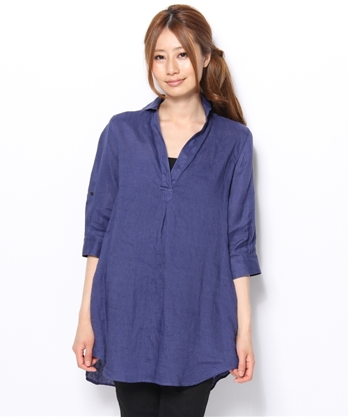 Acienta（アシエンタ）の「リネンチュニック（チュニック・レディース・ブルー・LARGE/MEDIUM）」の2枚目の写真