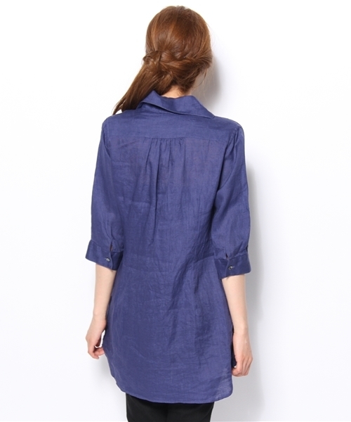 Acienta（アシエンタ）の「リネンチュニック（チュニック・レディース・ブルー・LARGE/MEDIUM）」の4枚目の写真