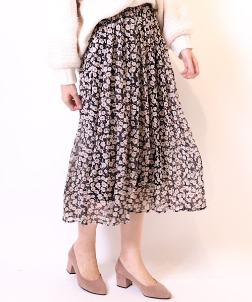 flower（フラワー）の「クランプルフラワースカート（スカート・レディース・ブラック/ブラウン・FREE）」の2枚目の写真