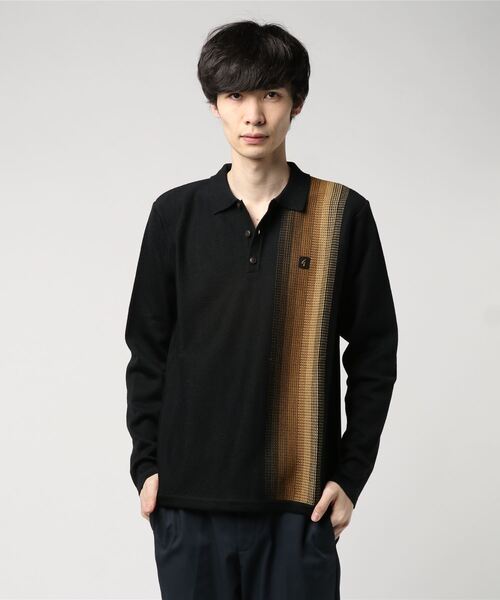 Gabicci(ガビッチ)の「ストライプボタンニットセーター(ニット/セーター・メンズ・ネイビー/ブラウン/ブラック・MEDIUM/SMALL/LARGE)」の2枚目の写真