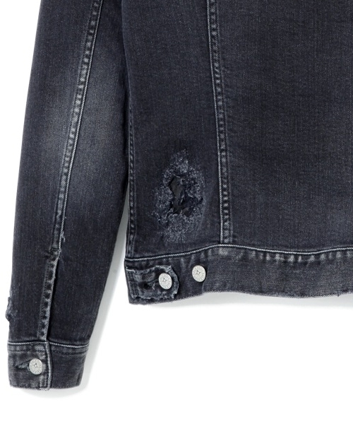 BACK BONE(バックボーン)の「LEATHER PATCH TRUCKER(デニムジャケット・メンズ・ブラック/インディゴブルー・MEDIUM/X-LARGE/SMALL/LARGE)」の11枚目の写真