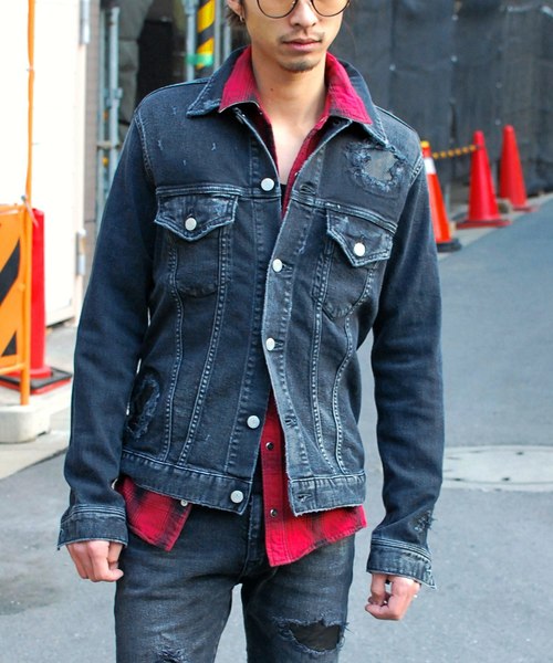 BACK BONE(バックボーン)の「LEATHER PATCH TRUCKER(デニムジャケット・メンズ・ブラック/インディゴブルー・MEDIUM/X-LARGE/SMALL/LARGE)」の8枚目の写真