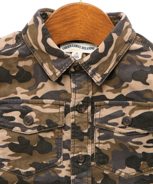 green label relaxing（グリーンレーベルリラクシング）の「ホソコール メイサイ プリント シャツ（シャツ/ブラウス・キッズ・オリーブ/ベージュ・XS/95/S/105/M/115/L/125）」の4枚目の写真