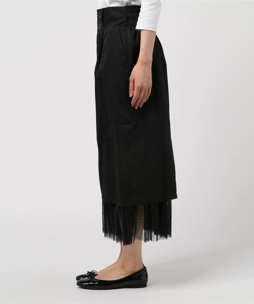 STYLEBLOCK(スタイルブロック)の「シルケットツイル×チュールロングタイトスカート(スカート・レディース・ブラック/カーキ/ライトベージュ/テラコッタ・M)」の5枚目の写真
