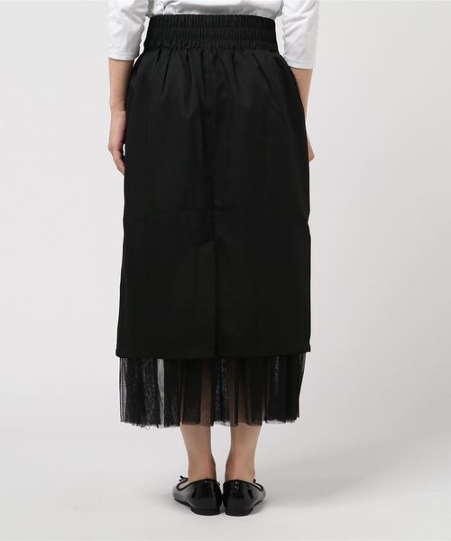 STYLEBLOCK(スタイルブロック)の「シルケットツイル×チュールロングタイトスカート(スカート・レディース・ブラック/カーキ/ライトベージュ/テラコッタ・M)」の6枚目の写真
