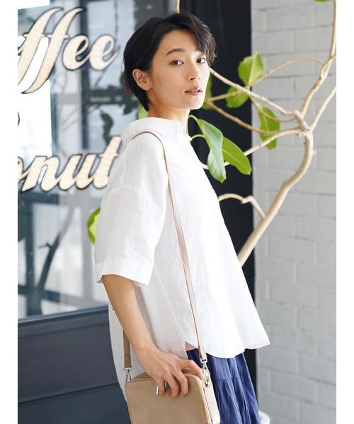 AMERICAN HOLIC(アメリカンホリック)の「ピュアリネンスキッパー5分袖シャツ(シャツ/ブラウス・レディース・サックスブルー/ネイビー/オフホワイト/キャメル/ストライプ/その他5・M/L)」の13枚目の写真