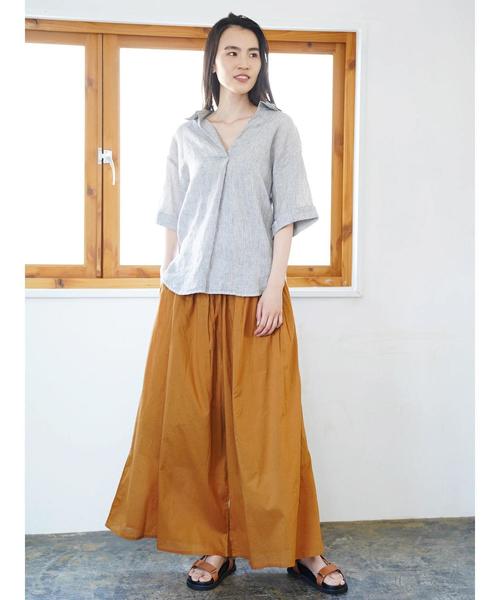 AMERICAN HOLIC(アメリカンホリック)の「ピュアリネンスキッパー5分袖シャツ(シャツ/ブラウス・レディース・サックスブルー/ネイビー/オフホワイト/キャメル/ストライプ/その他5・M/L)」の21枚目の写真