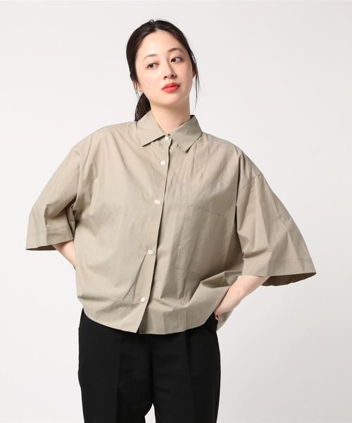 CLANE（クラネ）の「WIDE SHORT WASHABLE S/H（シャツ/ブラウス・レディース・ネイビー/ベージュ/ピンク・FREE）」の2枚目の写真