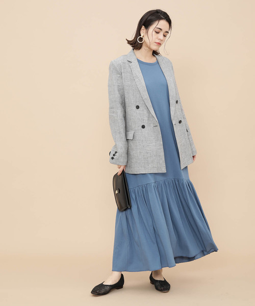 ADAM ET ROPE'（アダムエロペ）の「LINEN グレンチェックジャケット（テーラードジャケット・レディース・ブラック系その他/ブラック・36/38）」の6枚目の写真