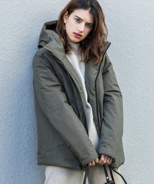 Rocky Monroe(ロッキーモンロー)の「撥水 ウェザークロス 中綿 フードブルゾン(ダウンジャケット/コート)」|カーキ