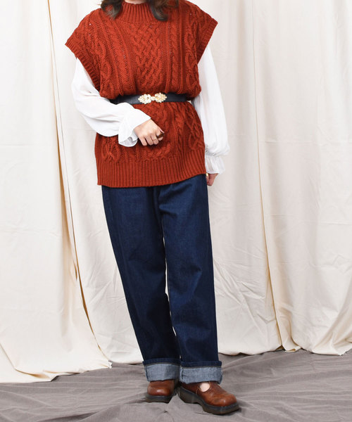 PairPair(ペアペア)の「ケーブルハイネックニットベスト(ベスト・レディース・ダークブラウン/レンガ/アイボリー/モカ・FREE)」の19枚目の写真