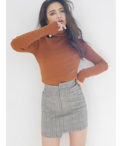 GYDA(ジェイダ)の「リブタートルニットTOPS(ニット/セーター・レディース・ブラック/オフホワイト/オレンジ・FREE)」の3枚目の写真