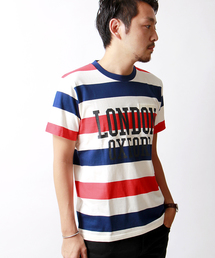 WEGO/ワイドボーダープリントTシャツ