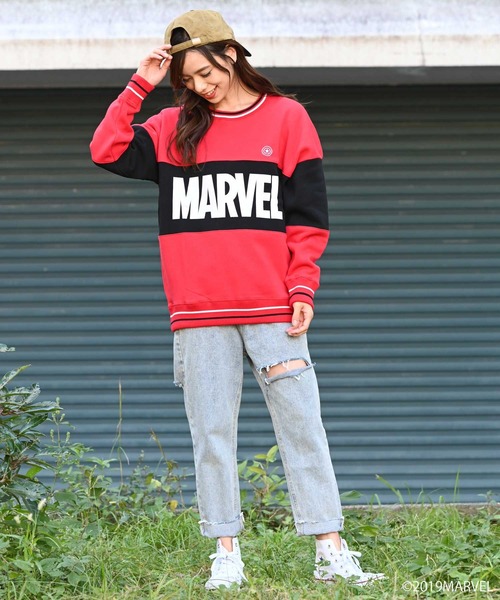 Marvel裏起毛配色トレーナー スウェット Marvel マーベル のファッション トップス セール