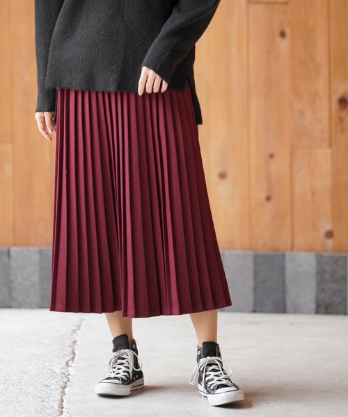 rps（アールピーエス）の「起毛プリーツスカート（スカート・レディース・チャコールグレー/ダークグリーン/ボルドー/キャメル・M）」の19枚目の写真