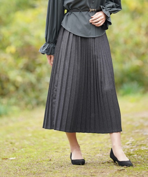 rps（アールピーエス）の「起毛プリーツスカート（スカート・レディース・チャコールグレー/ダークグリーン/ボルドー/キャメル・M）」の11枚目の写真