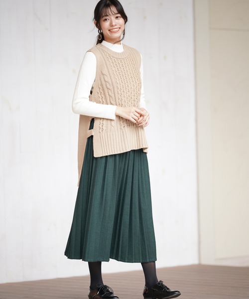 rps（アールピーエス）の「起毛プリーツスカート（スカート・レディース・チャコールグレー/ダークグリーン/ボルドー/キャメル・M）」の9枚目の写真