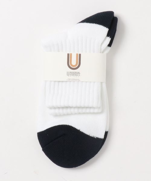 UNIVERSAL OVERALL（ユニバーサルオーバーオール）の「【72】【UNIVERSAL OVERALL】USA綿ロゴソックス（ソックス/靴下・メンズ・ホワイト/ブラック/ネイビー/オフホワイト・FREE）」の8枚目の写真