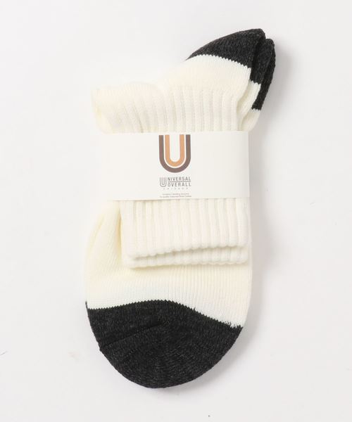 UNIVERSAL OVERALL（ユニバーサルオーバーオール）の「【72】【UNIVERSAL OVERALL】USA綿ロゴソックス（ソックス/靴下・メンズ・ホワイト/ブラック/ネイビー/オフホワイト・FREE）」の7枚目の写真