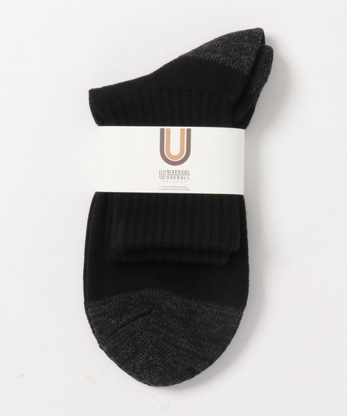 UNIVERSAL OVERALL（ユニバーサルオーバーオール）の「【72】【UNIVERSAL OVERALL】USA綿ロゴソックス（ソックス/靴下・メンズ・ホワイト/ブラック/ネイビー/オフホワイト・FREE）」の5枚目の写真