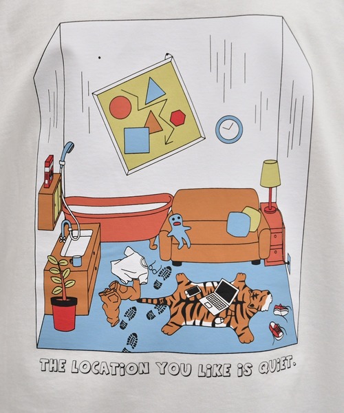 kutir（クティール）の「ポケット付きバックプリントトラ刺繍Tシャツ（Tシャツ/カットソー・メンズ・ホワイト/チャコールグレー/ライトブルー・SMALL/MEDIUM/LARGE）」の8枚目の写真