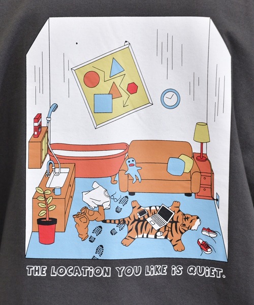 kutir（クティール）の「ポケット付きバックプリントトラ刺繍Tシャツ（Tシャツ/カットソー・メンズ・ホワイト/チャコールグレー/ライトブルー・SMALL/MEDIUM/LARGE）」の16枚目の写真