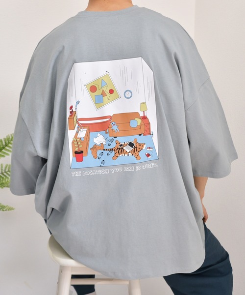 kutir（クティール）の「ポケット付きバックプリントトラ刺繍Tシャツ（Tシャツ/カットソー・メンズ・ホワイト/チャコールグレー/ライトブルー・SMALL/MEDIUM/LARGE）」の22枚目の写真