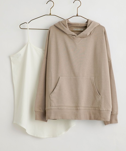 classicalelf（クラシカルエルフ）の「【セットアップ】無地プルオーバー半袖パーカーor長袖パーカー+キャミソール 2点セットアップ（パーカー・レディース・グリーン系その他2/ブラック系その他2/ブラウン系その他2/ブラック系その他/ブラウン系その他/ベージュ系その他/ベージュ系その他2/グリーン系その他/ホワイト系その他2・LARGE/MEDIUM/X-LARGE）」の8枚目の写真