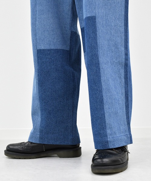kutir（クティール）の「パッチワークワイドデニムパンツ（その他パンツ・メンズ・ライトブルー/オフホワイト・SMALL/MEDIUM/LARGE）」の4枚目の写真