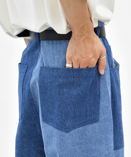 kutir（クティール）の「パッチワークワイドデニムパンツ（その他パンツ・メンズ・ライトブルー/オフホワイト・SMALL/MEDIUM/LARGE）」の7枚目の写真